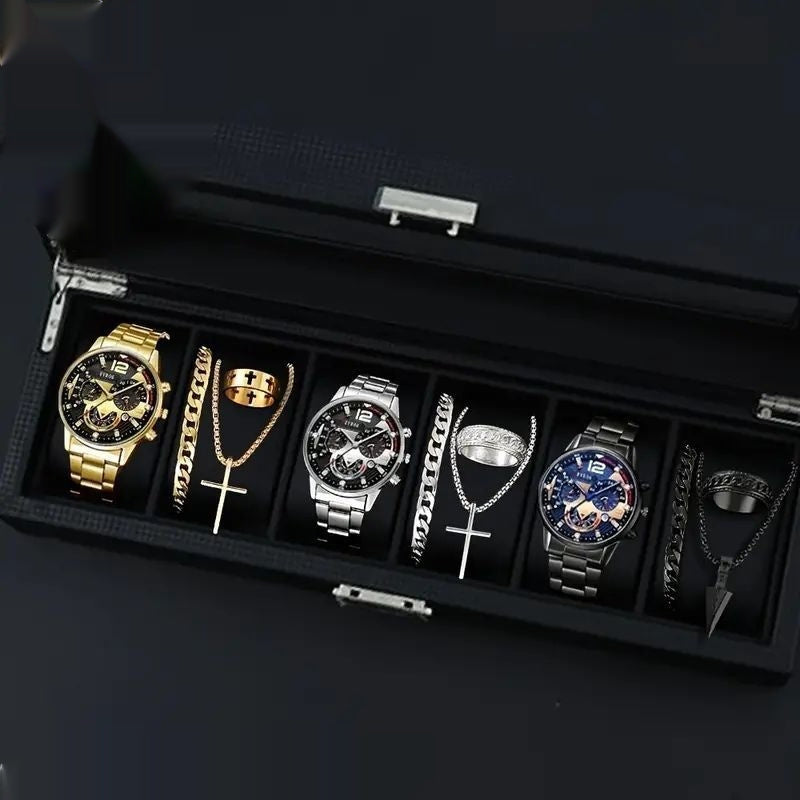 12-set Men's Watches  Fashionable Multi-color Assortment Of Quartz Men's Watches