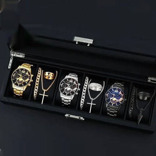 12-set Men's Watches  Fashionable Multi-color Assortment Of Quartz Men's Watches