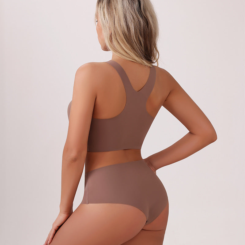 European And American Sports Seamless Wireless Bra Set
