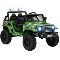 12V Battery Powered Kids Ride-On Car, Electric Truck W/ Spring Suspension, Remote, Music, Horn, Lights, Green