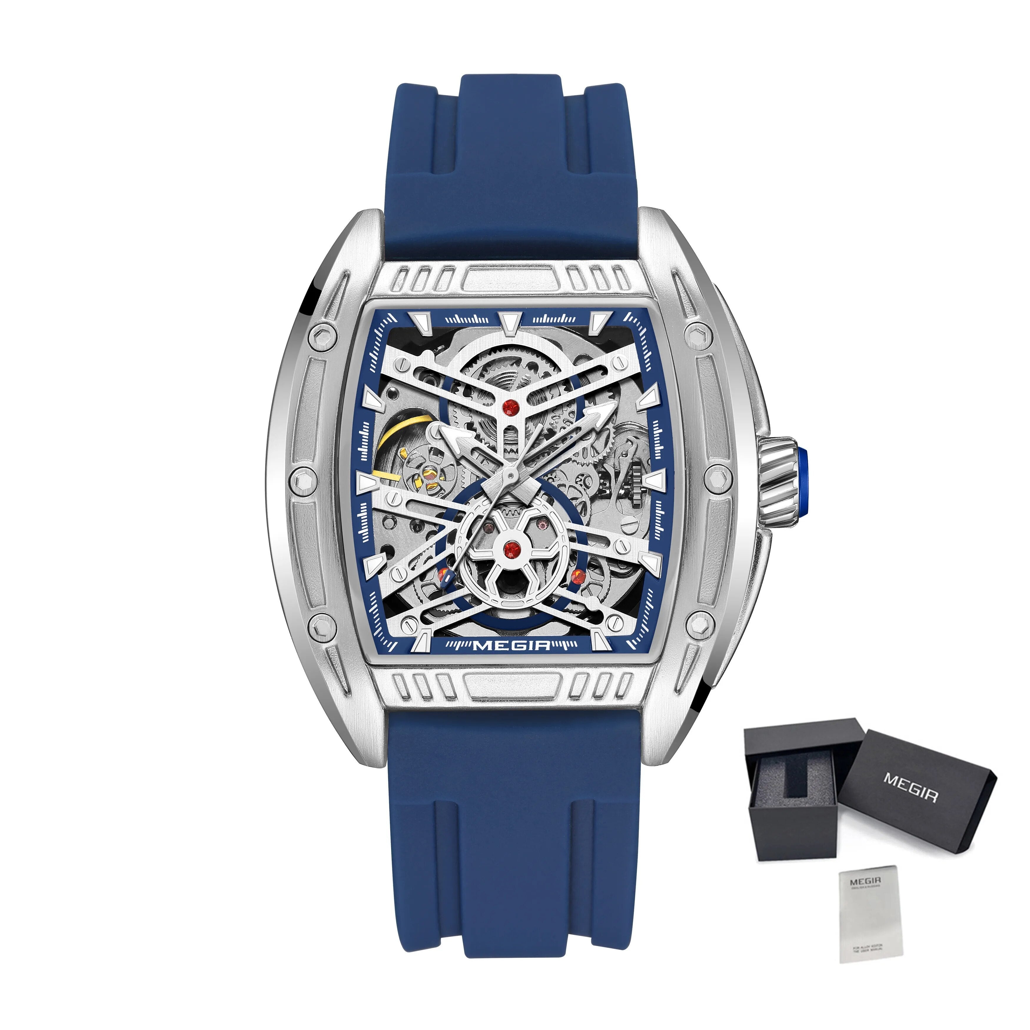 MEGIR Original Luxury Sport Watch for Men Silicone Band Automatic Mechanical Movement WristWatches Luminous Clock Reloj Hombre 8601