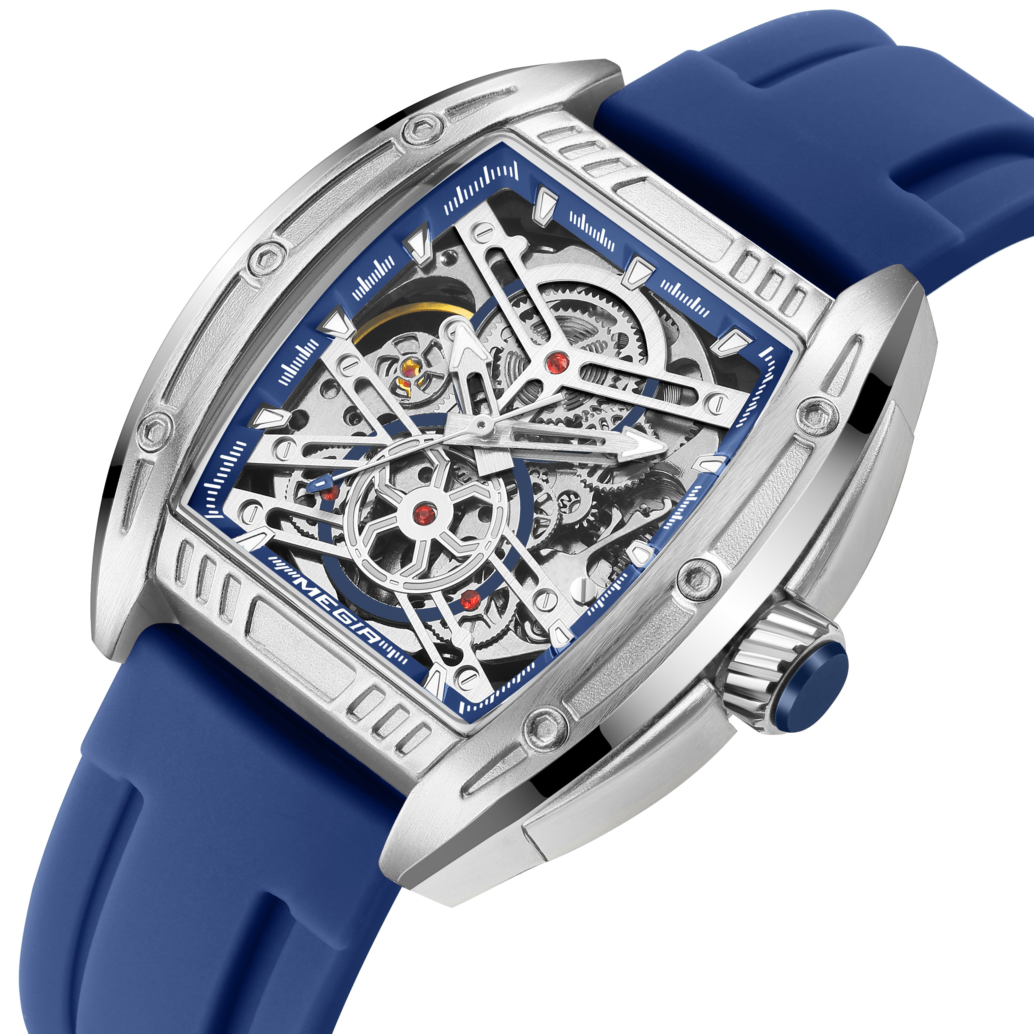 MEGIR Original Luxury Sport Watch for Men Silicone Band Automatic Mechanical Movement WristWatches Luminous Clock Reloj Hombre 8601