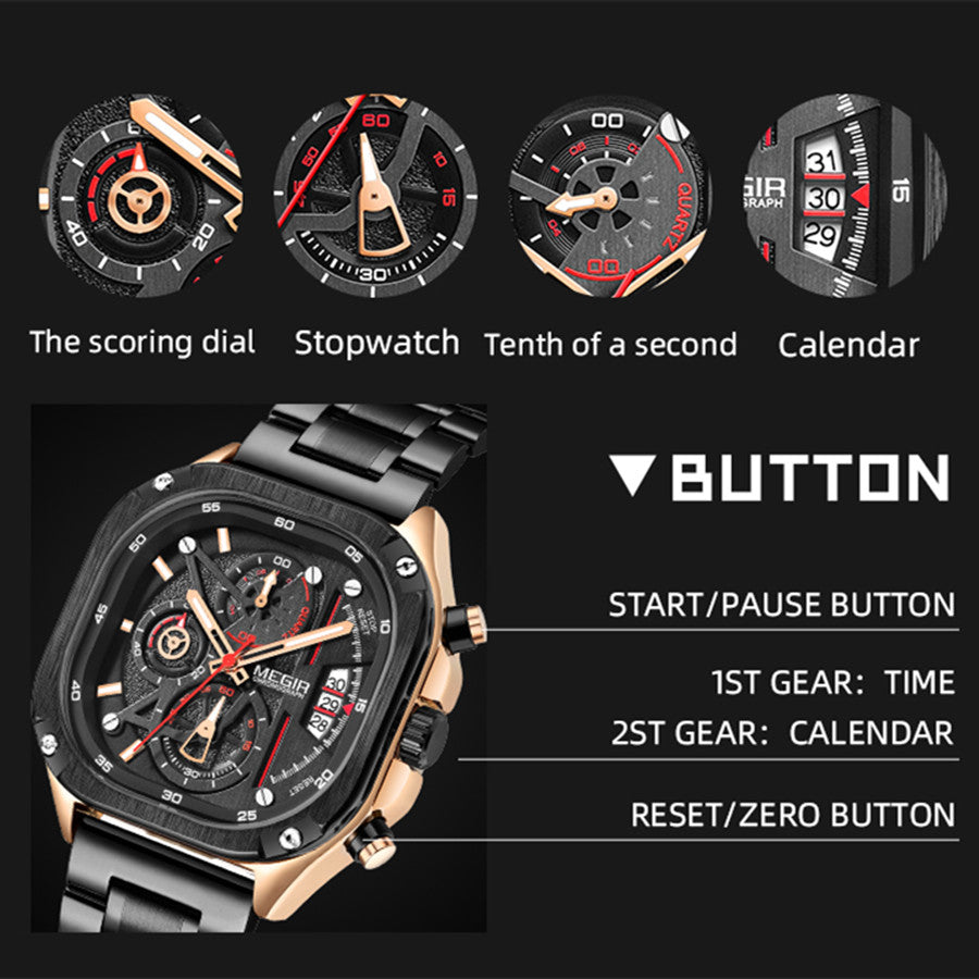 MEGIR Sports Military Watches for Men Luxury Business Casual Wristwatches Waterproof Date Clock Chronograph Reloj Hombre 2217