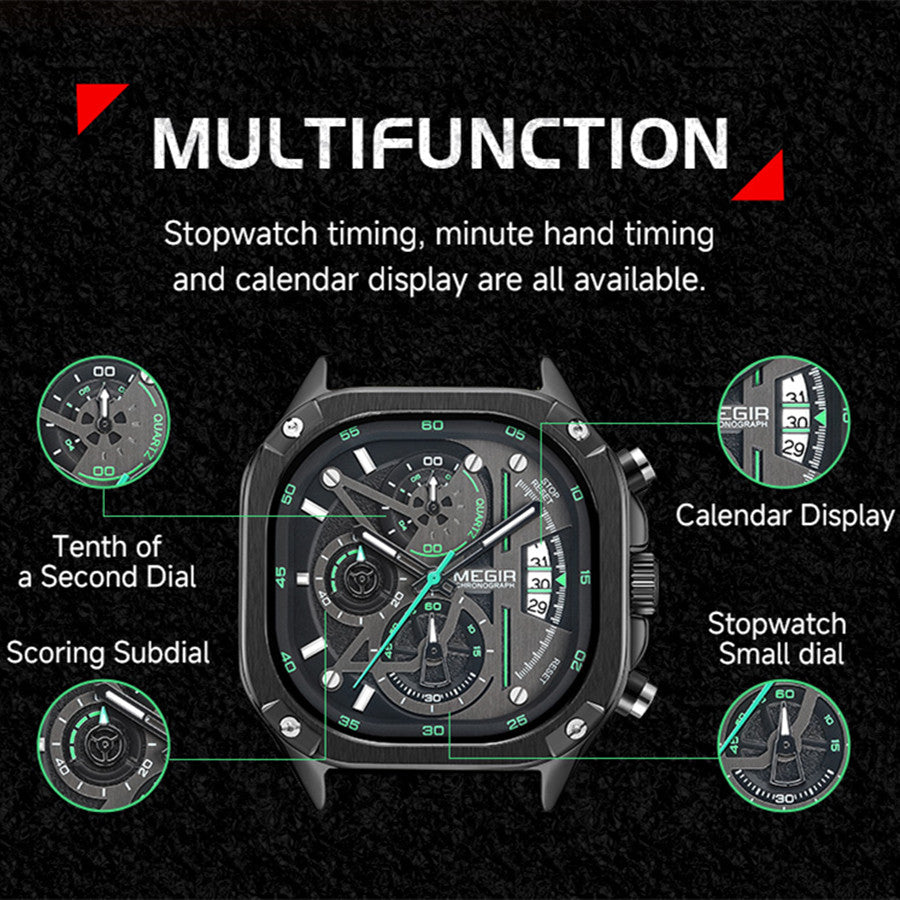 MEGIR Sports Military Watches for Men Luxury Business Casual Wristwatches Waterproof Date Clock Chronograph Reloj Hombre 2217