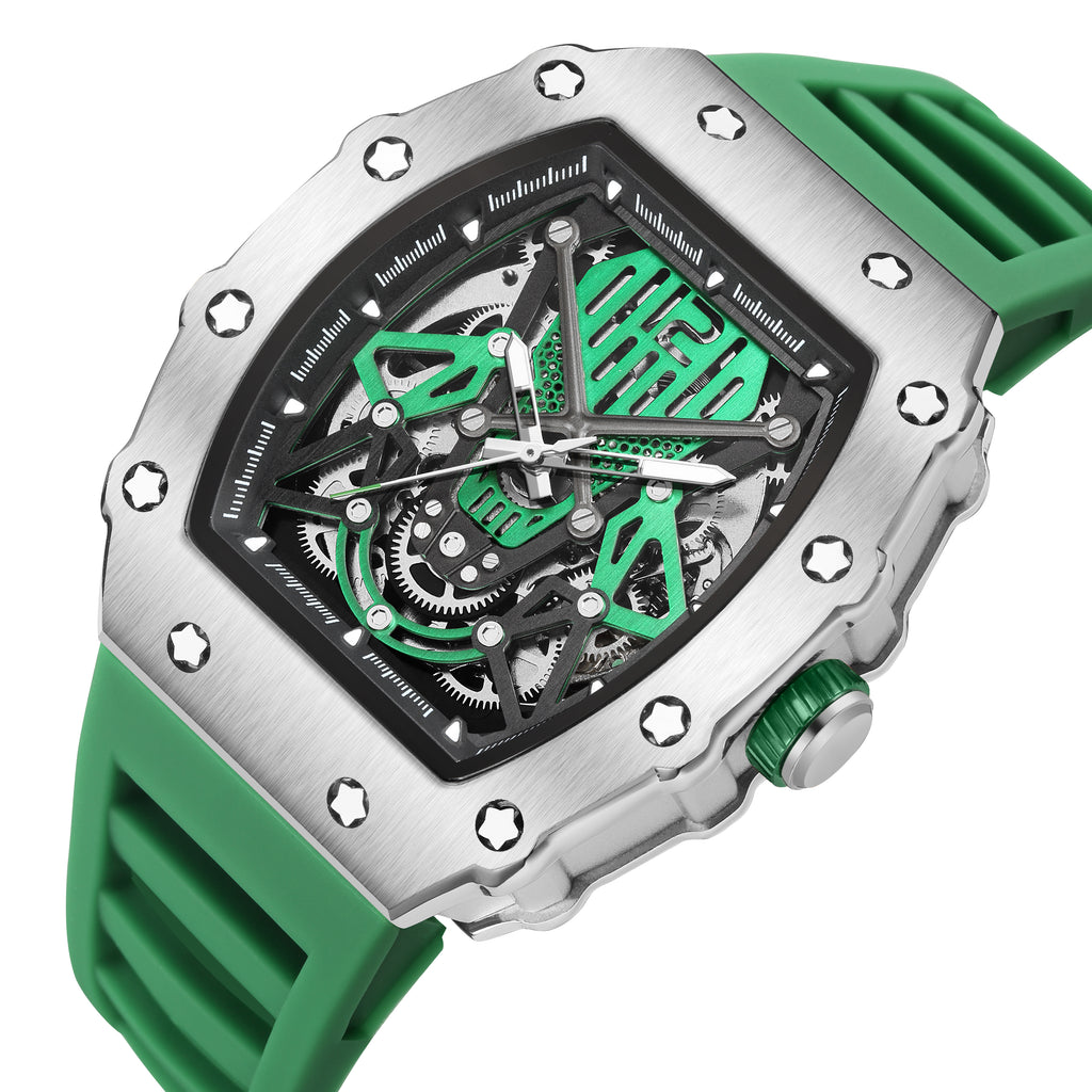 RUIMAS Luxury Watch Men Fashion Automatic Mechanical Watches Clock Silicone Strap Sport Casual Wristwatch Big Dial Reloj Hombre