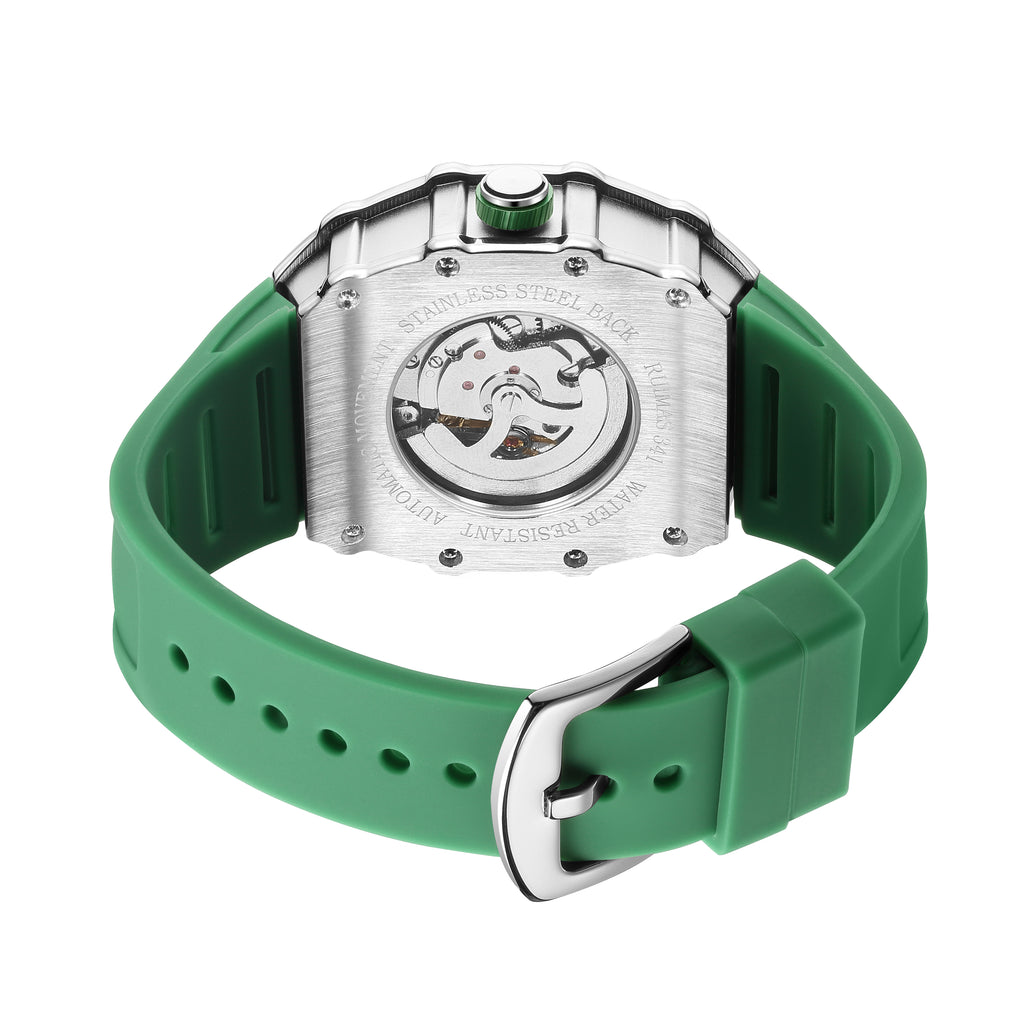 RUIMAS Luxury Watch Men Fashion Automatic Mechanical Watches Clock Silicone Strap Sport Casual Wristwatch Big Dial Reloj Hombre