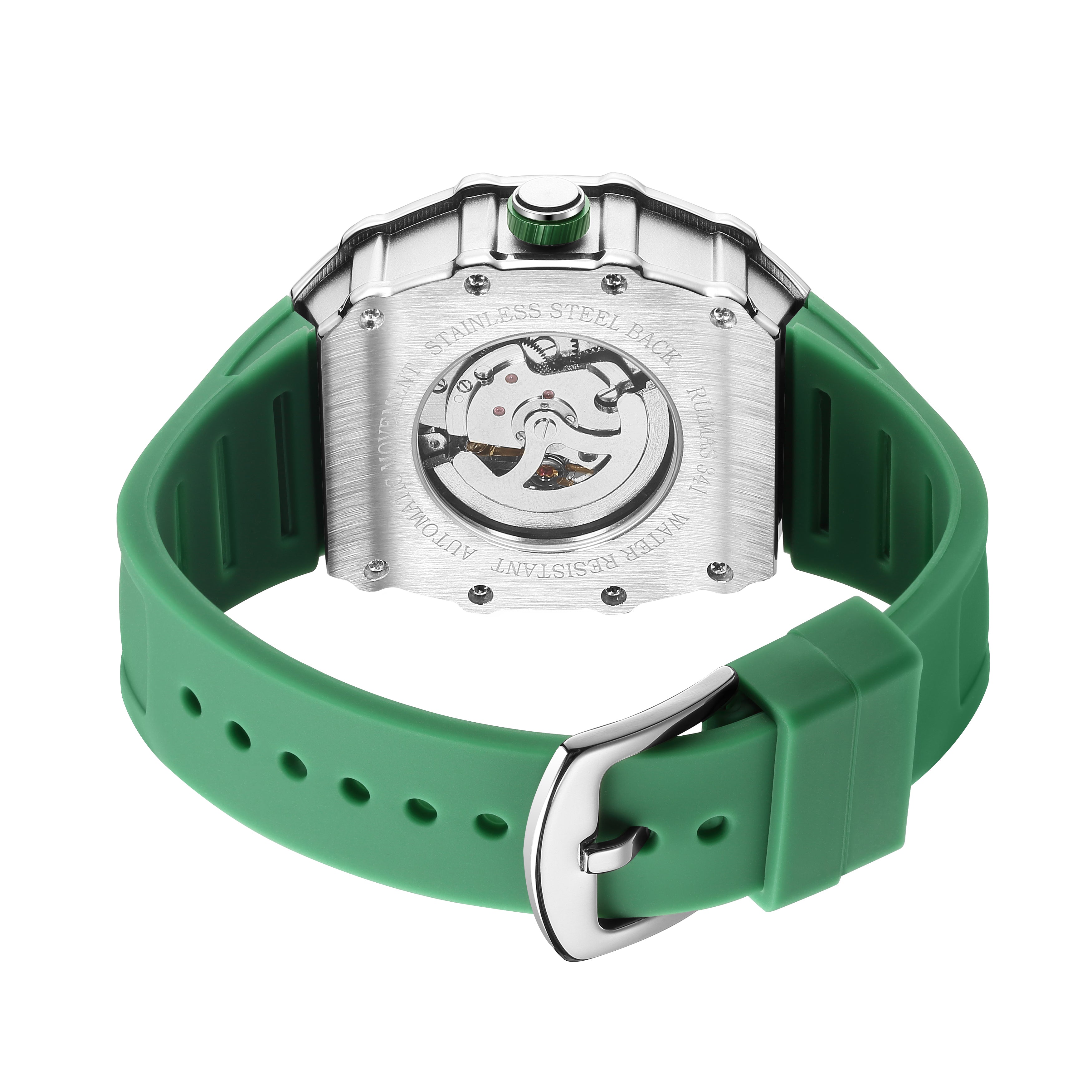 RUIMAS Luxury Watch Men Fashion Automatic Mechanical Watches Clock Silicone Strap Sport Casual Wristwatch Big Dial Reloj Hombre