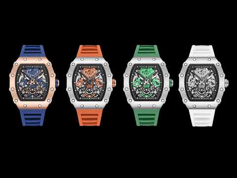 RUIMAS Luxury Watch Men Fashion Automatic Mechanical Watches Clock Silicone Strap Sport Casual Wristwatch Big Dial Reloj Hombre