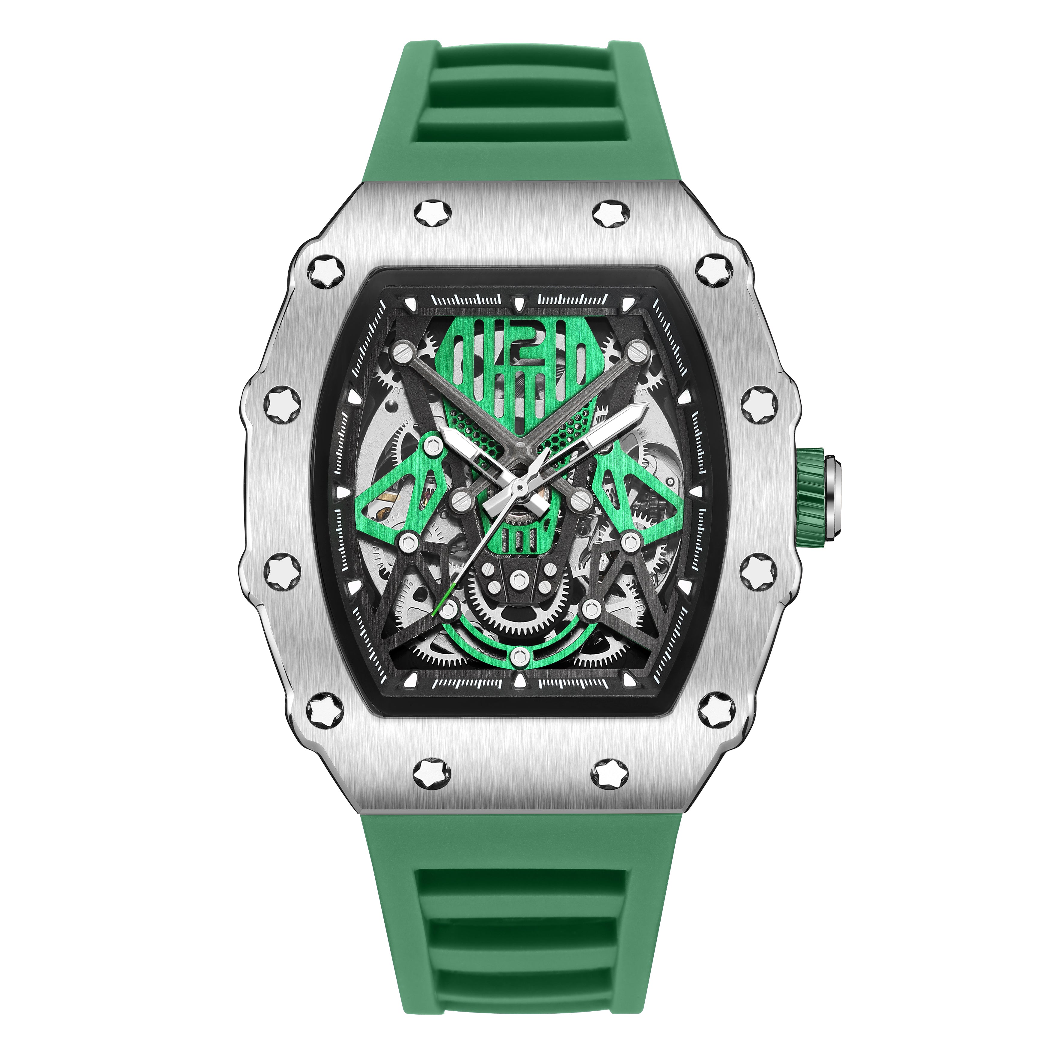 RUIMAS Luxury Watch Men Fashion Automatic Mechanical Watches Clock Silicone Strap Sport Casual Wristwatch Big Dial Reloj Hombre