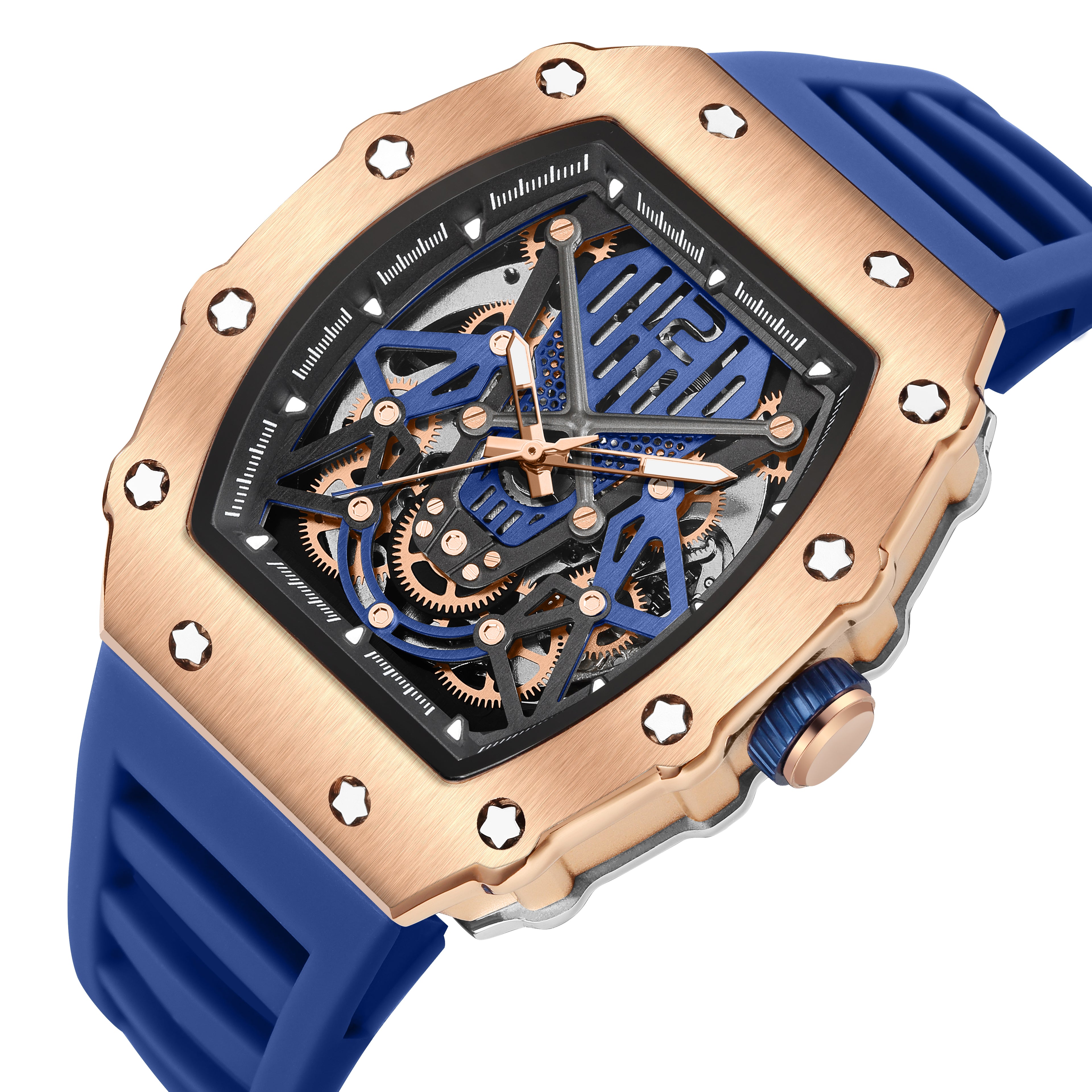 RUIMAS Luxury Watch Men Fashion Automatic Mechanical Watches Clock Silicone Strap Sport Casual Wristwatch Big Dial Reloj Hombre