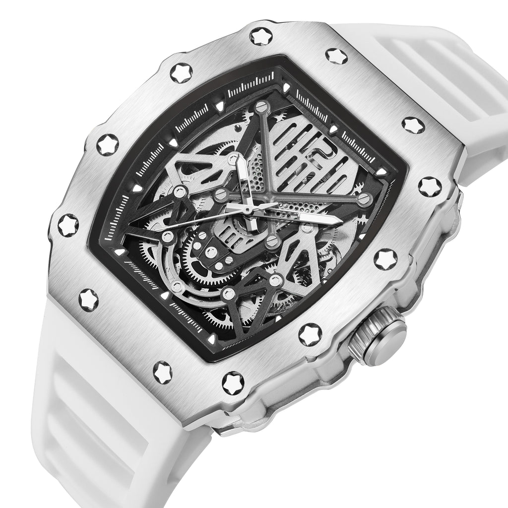 RUIMAS Luxury Watch Men Fashion Automatic Mechanical Watches Clock Silicone Strap Sport Casual Wristwatch Big Dial Reloj Hombre