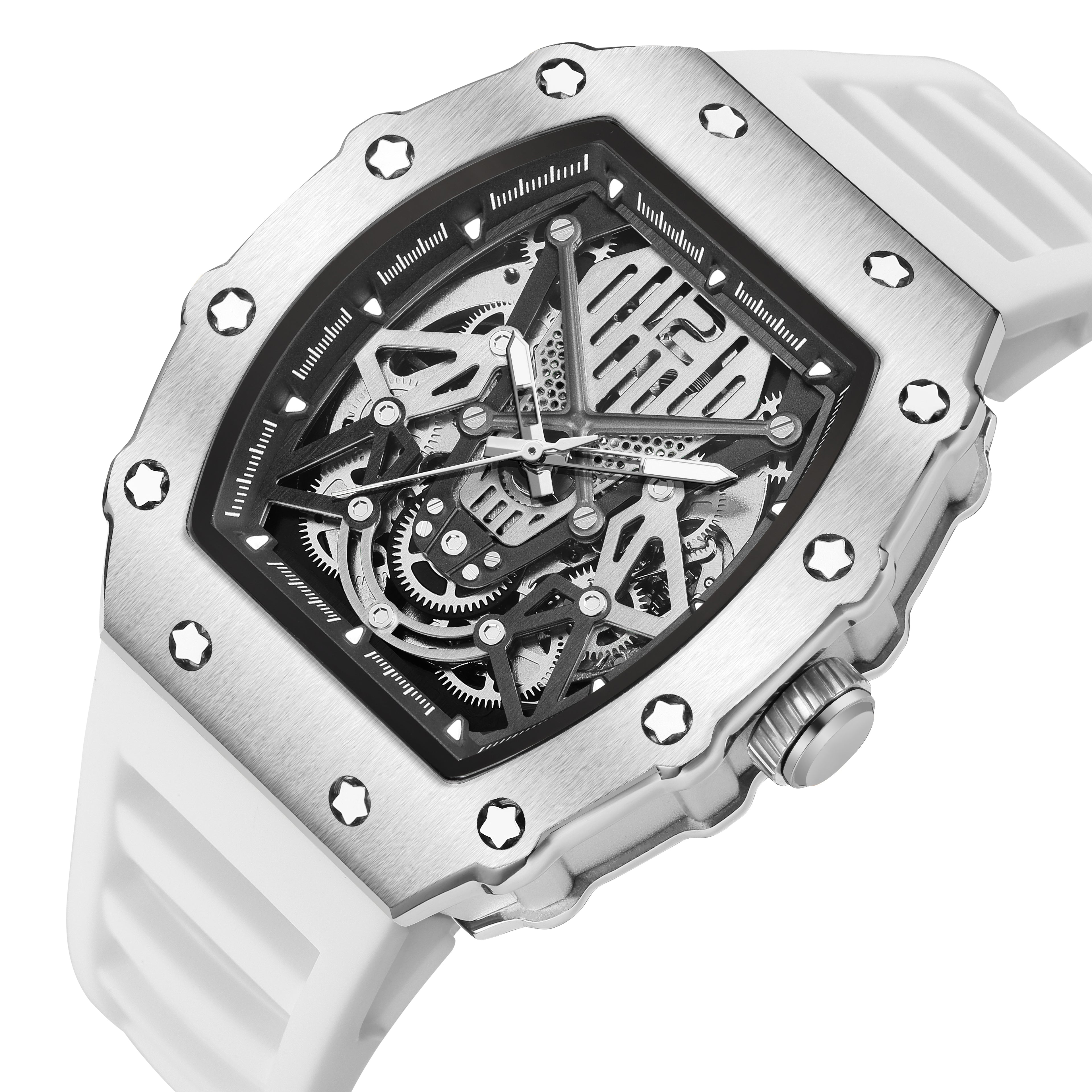 RUIMAS Luxury Watch Men Fashion Automatic Mechanical Watches Clock Silicone Strap Sport Casual Wristwatch Big Dial Reloj Hombre