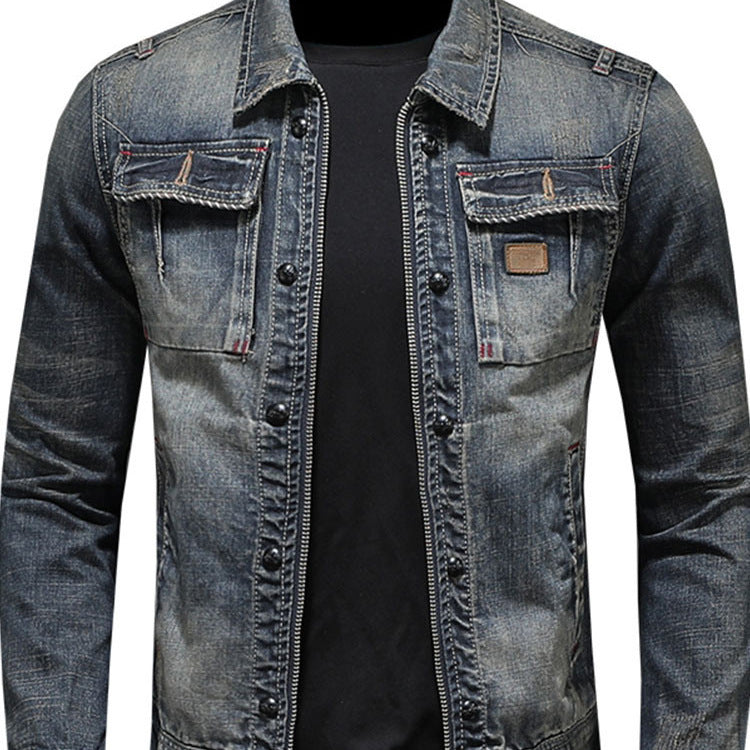 Mens Distressed Vintage Classic Denim Jacket From Europe And The US