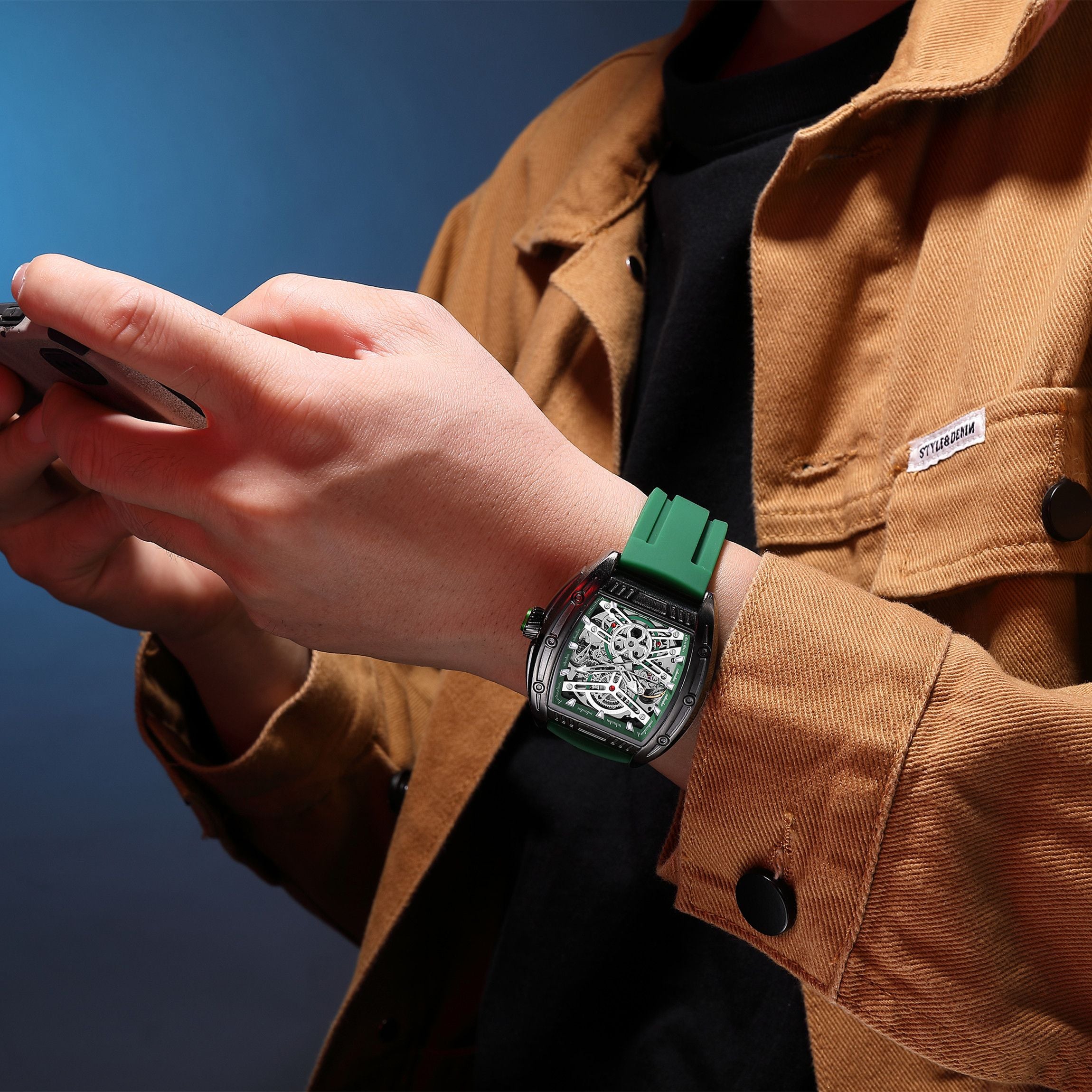 MEGIR Original Luxury Sport Watch for Men Silicone Band Automatic Mechanical Movement WristWatches Luminous Clock Reloj Hombre 8601