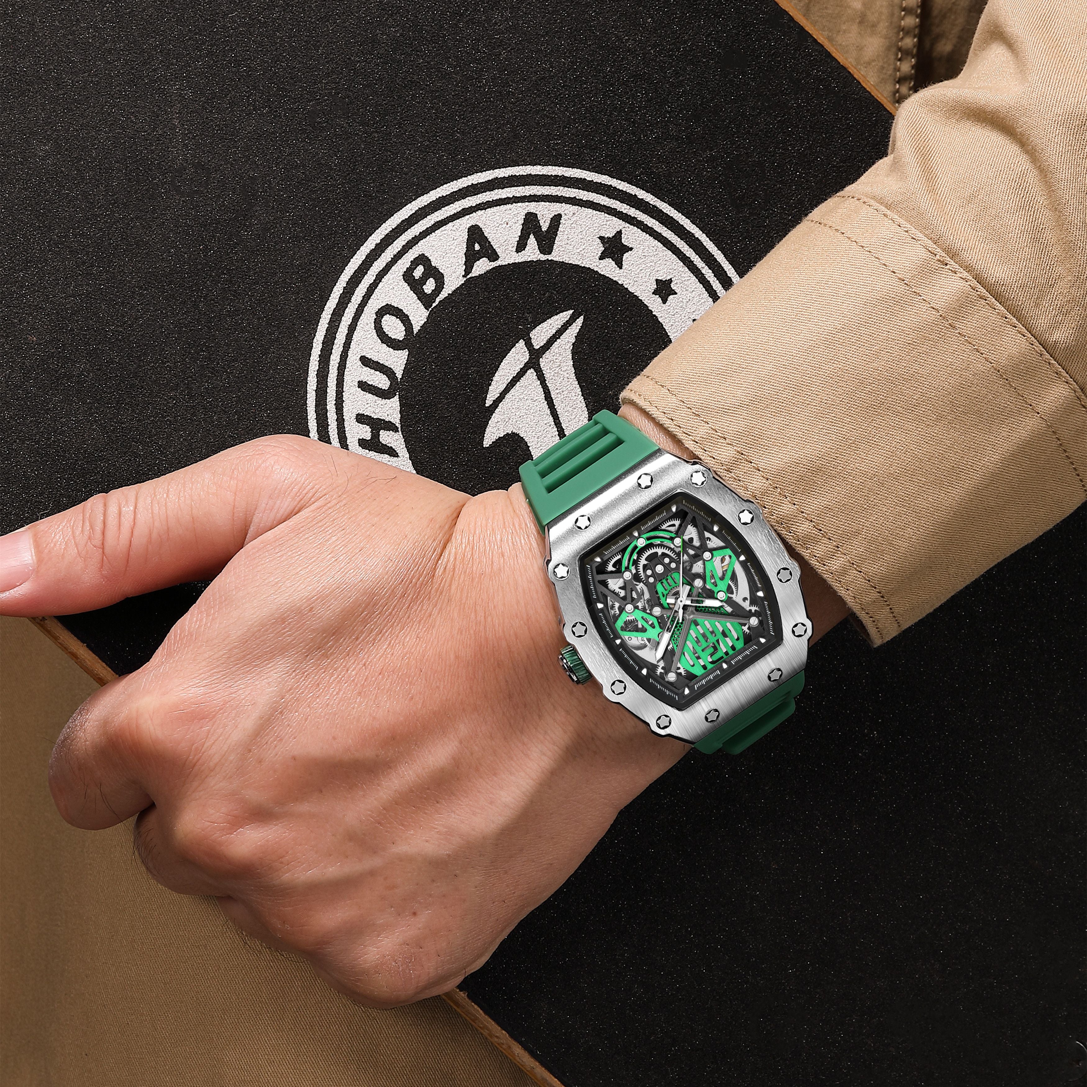 Luxury Watch Men Fashion Automatic Mechanical Watches Clock Silicone Strap Sport Casual Wristwatch