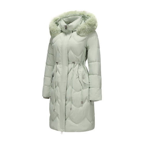 Big Fur Collar Mid-length Thickened Waist-cinching Cotton Coat