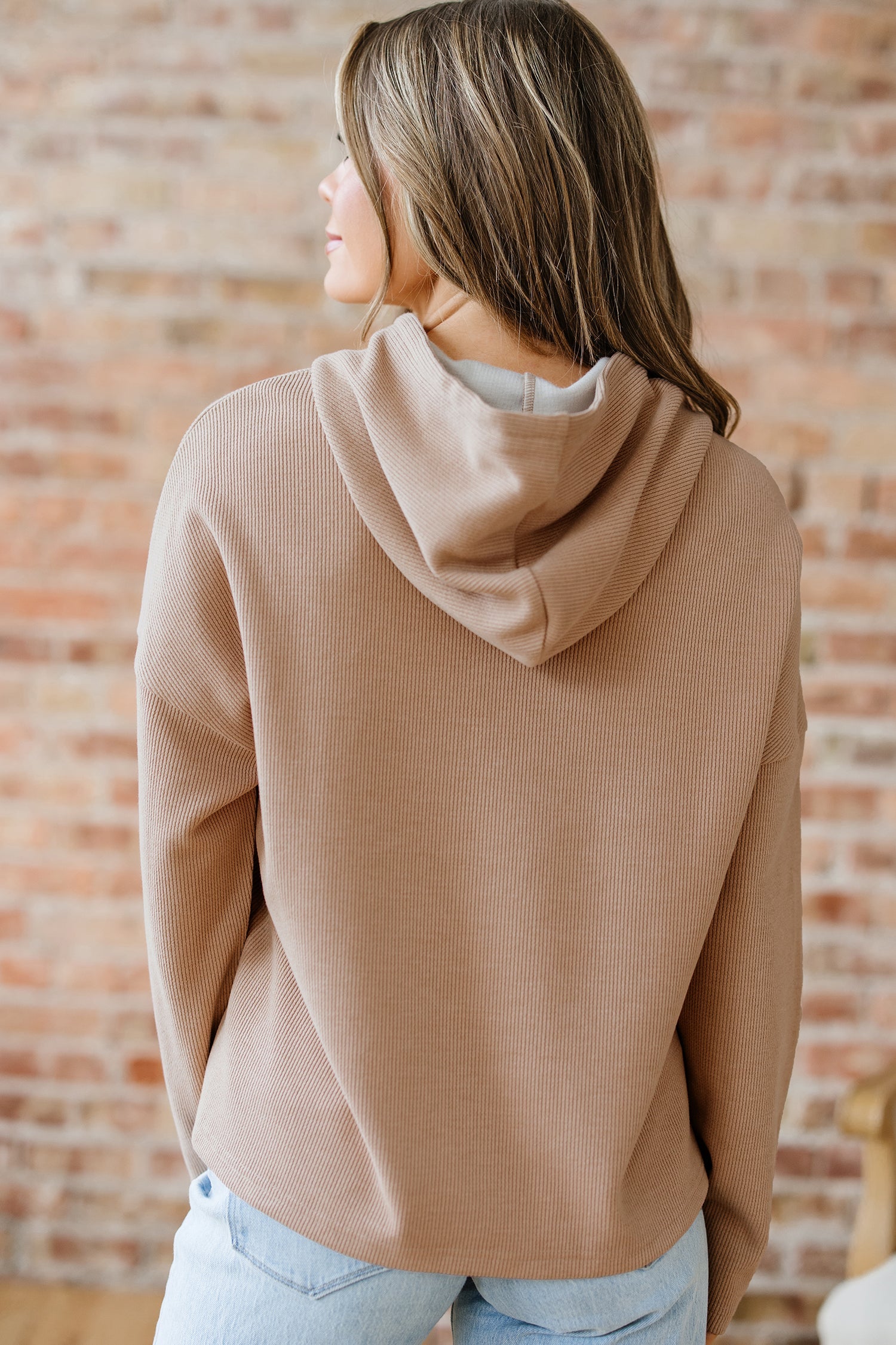 Elodie Textured Drawstring Baggy Hoodie