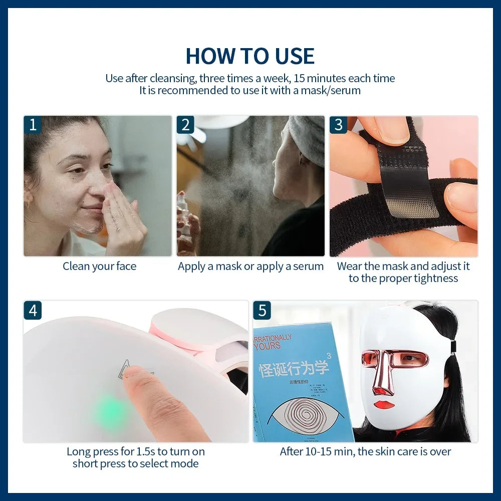 7 Colors LED Facial Mask - Wireless Face Care Treatment