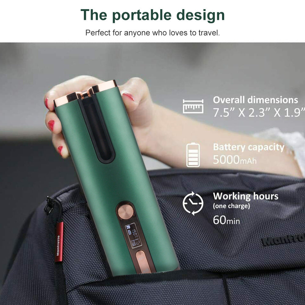 NNEDSZ Cordless Automatic Hair Curler with Adjustable Temperature - Purple