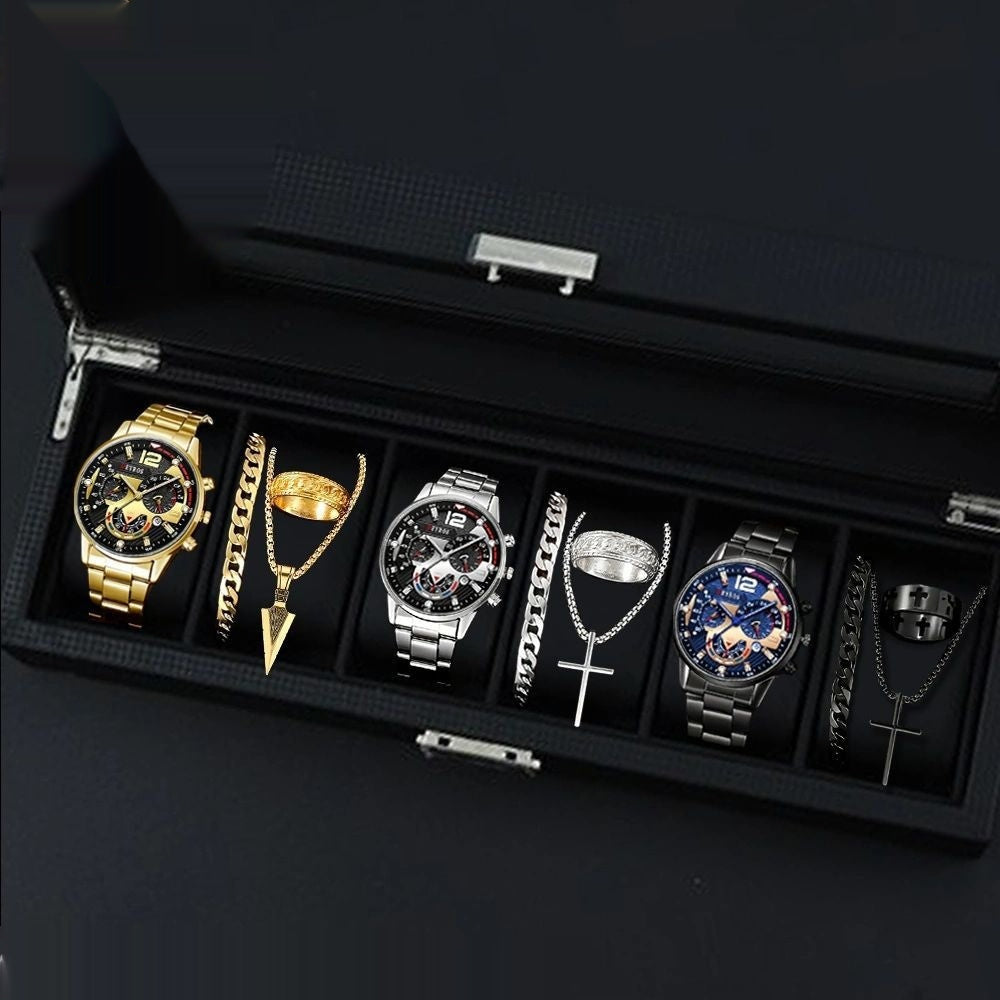 12-set Men's Watches  Fashionable Multi-color Assortment Of Quartz Men's Watches