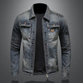Mens Distressed Vintage Classic Denim Jacket From Europe And The US