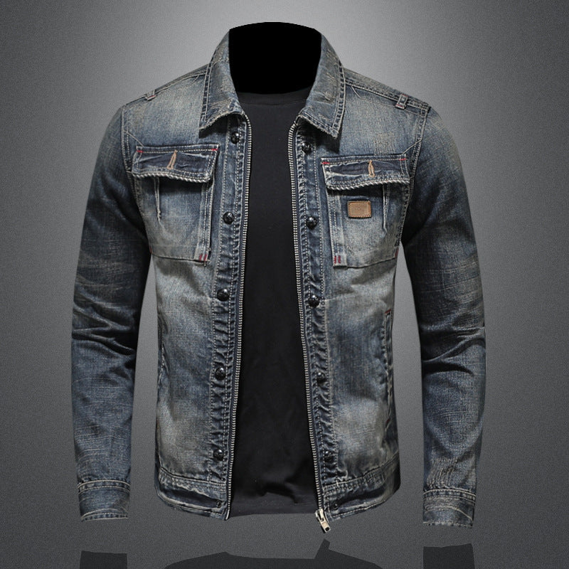 Mens Distressed Vintage Classic Denim Jacket From Europe And The US