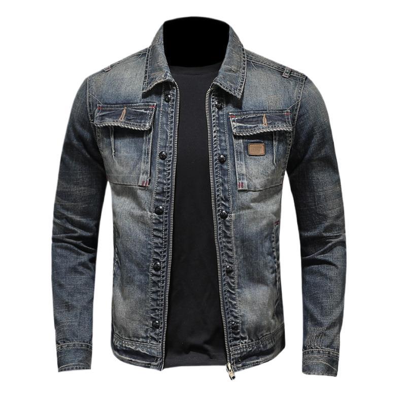 Mens Distressed Vintage Classic Denim Jacket From Europe And The US