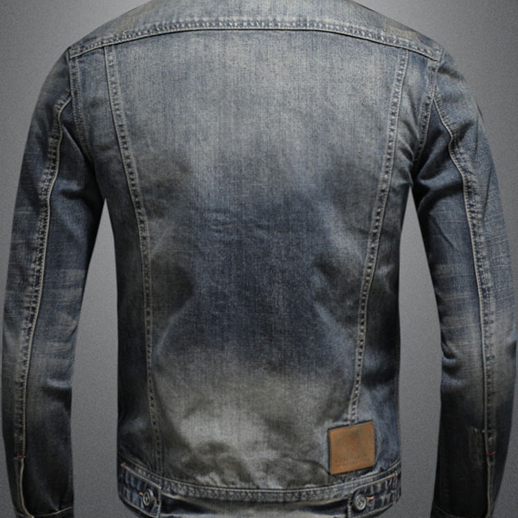 Mens Distressed Vintage Classic Denim Jacket From Europe And The US